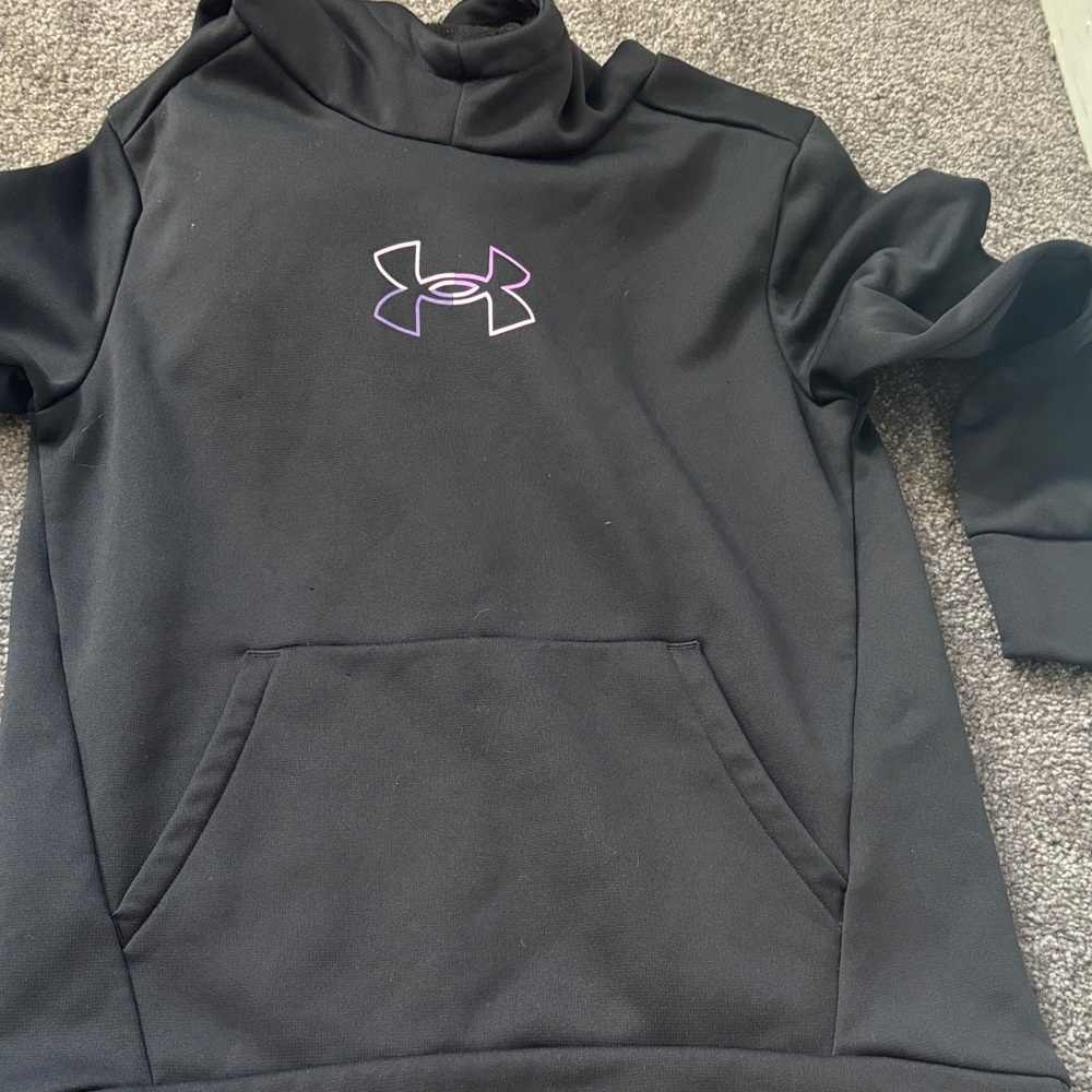 Under Armour Kids Black and Purple Logo Hoodie